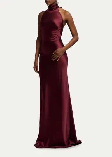 Ralph Lauren Collection Chilton Satin Halter Evening Dress | Thumbnail 4 Ralph Lauren Collection Chilton Satin Halter Evening Dress | Thumbnail 4