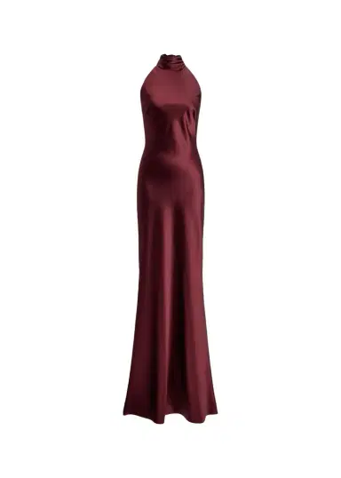 Ralph Lauren Collection Chilton Satin Halter Evening Dress | Thumbnail 1 Ralph Lauren Collection Chilton Satin Halter Evening Dress | Thumbnail 1