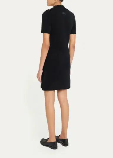 Burberry Cassidy Short-Sleeve Cashmere Button-Shoulder Mini Dress | Thumbnail 3 Burberry Cassidy Short-Sleeve Cashmere Button-Shoulder Mini Dress | Thumbnail 3