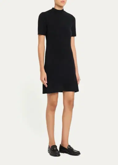 Burberry Cassidy Short-Sleeve Cashmere Button-Shoulder Mini Dress | Thumbnail 4 Burberry Cassidy Short-Sleeve Cashmere Button-Shoulder Mini Dress | Thumbnail 4