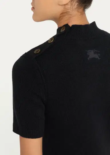 Burberry Cassidy Short-Sleeve Cashmere Button-Shoulder Mini Dress | Thumbnail 5 Burberry Cassidy Short-Sleeve Cashmere Button-Shoulder Mini Dress | Thumbnail 5