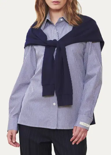 WE-AR4 The Sloane Striped Poplin & Pique Shirt | Thumbnail 4 WE-AR4 The Sloane Striped Poplin & Pique Shirt | Thumbnail 4