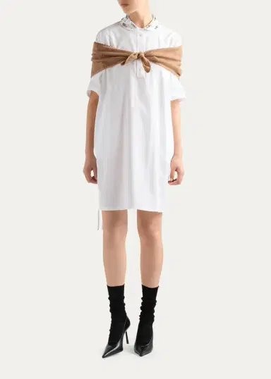 Prada Embellished Cotton-Blend Mini Polo Dress | Thumbnail 2 Prada Embellished Cotton-Blend Mini Polo Dress | Thumbnail 2