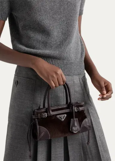 Prada Bonnie Small Corduroy & Leather Top-Handle Bag | Thumbnail 2 Prada Bonnie Small Corduroy & Leather Top-Handle Bag | Thumbnail 2