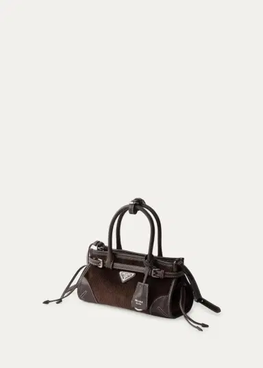 Prada Bonnie Small Corduroy & Leather Top-Handle Bag | Thumbnail 3 Prada Bonnie Small Corduroy & Leather Top-Handle Bag | Thumbnail 3