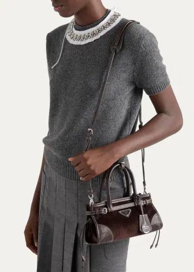 Prada Bonnie Small Corduroy & Leather Top-Handle Bag | Thumbnail 4 Prada Bonnie Small Corduroy & Leather Top-Handle Bag | Thumbnail 4