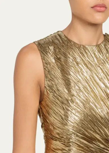 Ulla Johnson Sleeveless Metallic Plisse Drop-Waist Gown | Thumbnail 5 Ulla Johnson Sleeveless Metallic Plisse Drop-Waist Gown | Thumbnail 5