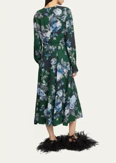 Erdem Floral Crepe A-Line Midi Dress | Thumbnail 3 Erdem Floral Crepe A-Line Midi Dress | Thumbnail 3