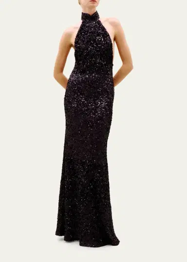 Silvia Tcherassi Dido Sequined Halter Trumpet Gown | Thumbnail 2 Silvia Tcherassi Dido Sequined Halter Trumpet Gown | Thumbnail 2
