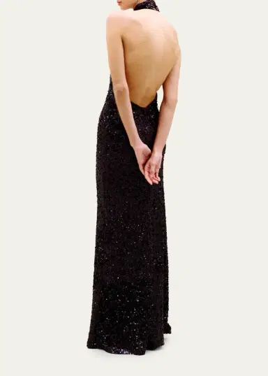 Silvia Tcherassi Dido Sequined Halter Trumpet Gown | Thumbnail 3 Silvia Tcherassi Dido Sequined Halter Trumpet Gown | Thumbnail 3