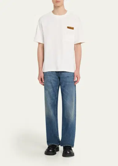 Bottega Veneta Men's Pima Cotton Jersey Intrecciato-Pocket T-Shirt | Thumbnail 2 Bottega Veneta Men's Pima Cotton Jersey Intrecciato-Pocket T-Shirt | Thumbnail 2