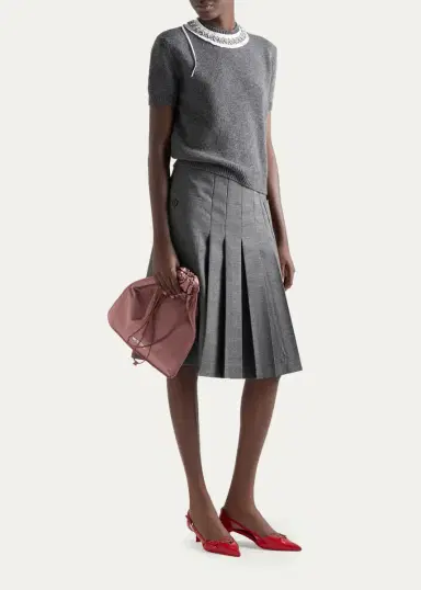 Prada Pleated-Front Wool A-Line Skirt | Thumbnail 2 Prada Pleated-Front Wool A-Line Skirt | Thumbnail 2