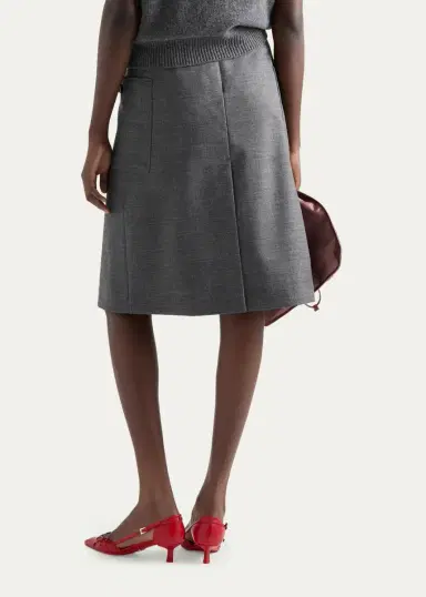 Prada Pleated-Front Wool A-Line Skirt | Thumbnail 3 Prada Pleated-Front Wool A-Line Skirt | Thumbnail 3