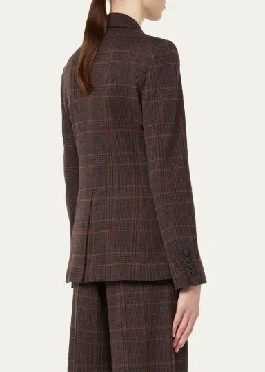Max Mara Wool-Cotton Check Single-Breasted Jacket | Thumbnail 3 Max Mara Wool-Cotton Check Single-Breasted Jacket | Thumbnail 3