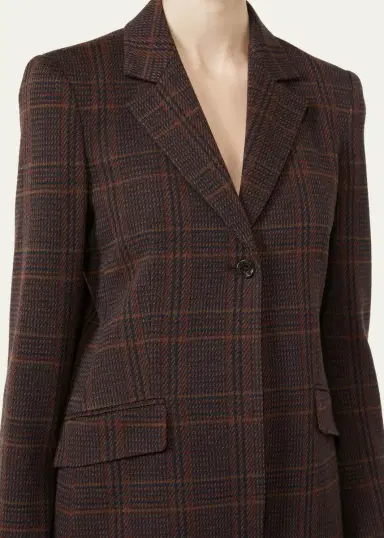 Max Mara Wool-Cotton Check Single-Breasted Jacket | Thumbnail 5 Max Mara Wool-Cotton Check Single-Breasted Jacket | Thumbnail 5