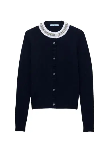 Prada Embellished Cashmere-Wool Cardigan | Thumbnail 1 Prada Embellished Cashmere-Wool Cardigan | Thumbnail 1