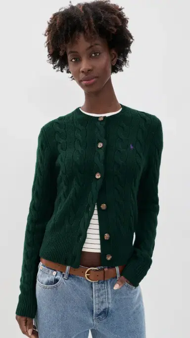 Polo Ralph Lauren Cable Knit Cardigan College Green | Thumbnail 2 Polo Ralph Lauren Cable Knit Cardigan College Green | Thumbnail 2