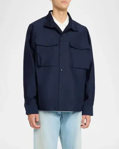 Bottega Veneta Men's Washed Cotton and Silk Overshirt | Thumbnail 4 Bottega Veneta Men's Washed Cotton and Silk Overshirt | Thumbnail 4