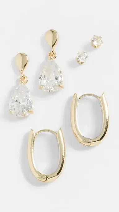 By Adina Eden Teardrop Huggie Earring Set Gold One Size | Thumbnail 2 By Adina Eden Teardrop Huggie Earring Set Gold One Size | Thumbnail 2