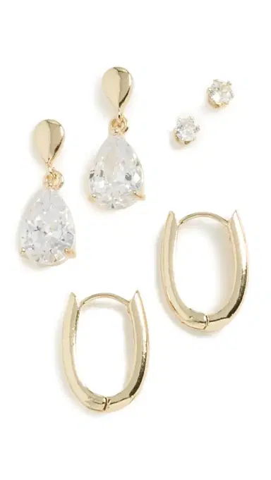 By Adina Eden Teardrop Huggie Earring Set Gold One Size | Thumbnail 6 By Adina Eden Teardrop Huggie Earring Set Gold One Size | Thumbnail 6