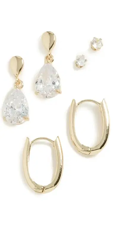 By Adina Eden Teardrop Huggie Earring Set Gold One Size | Thumbnail 1 By Adina Eden Teardrop Huggie Earring Set Gold One Size | Thumbnail 1