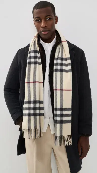Burberry Check Cashmere Scarf Stone One Size | Thumbnail 4 Burberry Check Cashmere Scarf Stone One Size | Thumbnail 4