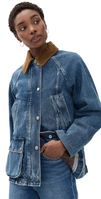 Barbour Denim Modern Beadnell Casual Jacket Mid Blue Denim/Classic | Thumbnail 1 Barbour Denim Modern Beadnell Casual Jacket Mid Blue Denim/Classic | Thumbnail 1