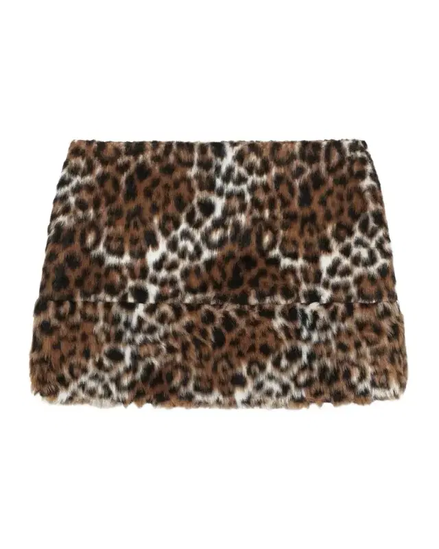 Faux Fur Leopard Mini Skirt Faux Fur Leopard Mini Skirt