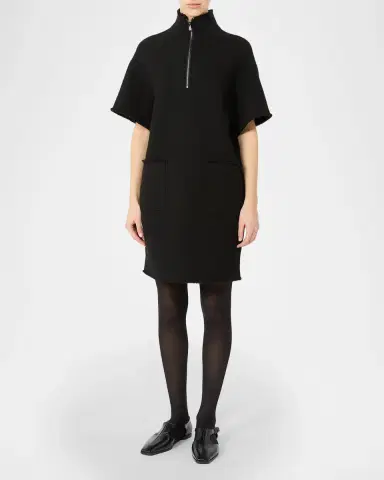 Max Mara Short-Sleeve Wool Zip Mini Dress | Thumbnail 4 Max Mara Short-Sleeve Wool Zip Mini Dress | Thumbnail 4