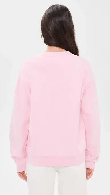 Sporty & Rich J'adore Flocked Crew Neck Sweatshirt Laffy White | Thumbnail 3 Sporty & Rich J'adore Flocked Crew Neck Sweatshirt Laffy White | Thumbnail 3