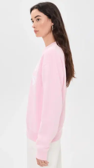Sporty & Rich J'adore Flocked Crew Neck Sweatshirt Laffy White | Thumbnail 4 Sporty & Rich J'adore Flocked Crew Neck Sweatshirt Laffy White | Thumbnail 4