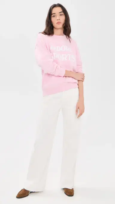 Sporty & Rich J'adore Flocked Crew Neck Sweatshirt Laffy White | Thumbnail 5 Sporty & Rich J'adore Flocked Crew Neck Sweatshirt Laffy White | Thumbnail 5