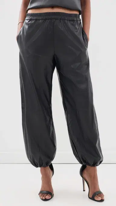 Wayf Camryn Faux eather Balloon Pants Black | Thumbnail 2 Wayf Camryn Faux eather Balloon Pants Black | Thumbnail 2