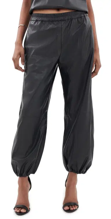 Wayf Camryn Faux eather Balloon Pants Black | Thumbnail 1 Wayf Camryn Faux eather Balloon Pants Black | Thumbnail 1
