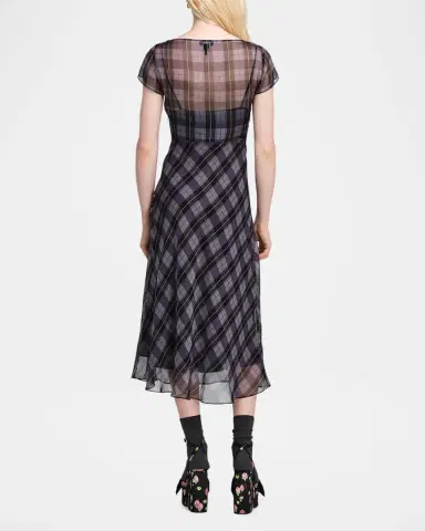 Marc Jacobs Plaid Chiffon Midi Dress | Thumbnail 3 Marc Jacobs Plaid Chiffon Midi Dress | Thumbnail 3