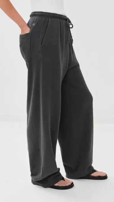 The Elder Statesman Daily Wide Leg Sweatpants Coal | Thumbnail 4 The Elder Statesman Daily Wide Leg Sweatpants Coal | Thumbnail 4