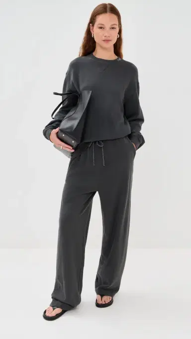 The Elder Statesman Daily Wide Leg Sweatpants Coal | Thumbnail 5 The Elder Statesman Daily Wide Leg Sweatpants Coal | Thumbnail 5