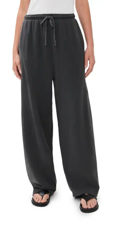 The Elder Statesman Daily Wide Leg Sweatpants Coal | Thumbnail 1 The Elder Statesman Daily Wide Leg Sweatpants Coal | Thumbnail 1