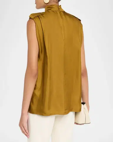 Zimmermann Sleeveless Tuck Satin Top | Thumbnail 3 Zimmermann Sleeveless Tuck Satin Top | Thumbnail 3