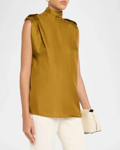 Zimmermann Sleeveless Tuck Satin Top | Thumbnail 4 Zimmermann Sleeveless Tuck Satin Top | Thumbnail 4