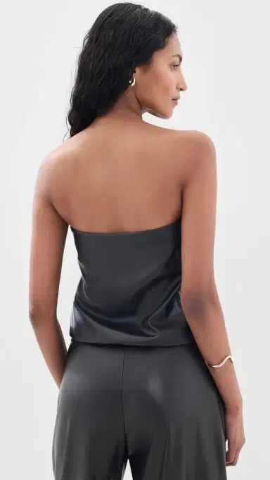 Wayf Camryn Faux eather Strapless Top Black | Thumbnail 3 Wayf Camryn Faux eather Strapless Top Black | Thumbnail 3