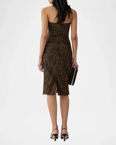 Carolina Herrera Strapless Leopard Chiffon Knee-Length Dress | Thumbnail 3 Carolina Herrera Strapless Leopard Chiffon Knee-Length Dress | Thumbnail 3