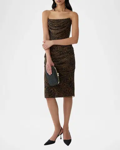 Carolina Herrera Strapless Leopard Chiffon Knee-Length Dress | Thumbnail 4 Carolina Herrera Strapless Leopard Chiffon Knee-Length Dress | Thumbnail 4