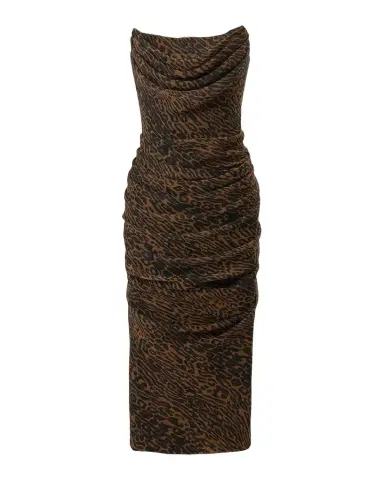 Carolina Herrera Strapless Leopard Chiffon Knee-Length Dress | Thumbnail 1 Carolina Herrera Strapless Leopard Chiffon Knee-Length Dress | Thumbnail 1