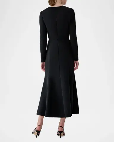 Carolina Herrera Floral Embellished Long-Sleeve Midi Trumpet Dress | Thumbnail 3 Carolina Herrera Floral Embellished Long-Sleeve Midi Trumpet Dress | Thumbnail 3