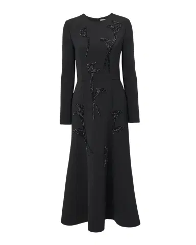 Carolina Herrera Floral Embellished Long-Sleeve Midi Trumpet Dress | Thumbnail 1 Carolina Herrera Floral Embellished Long-Sleeve Midi Trumpet Dress | Thumbnail 1