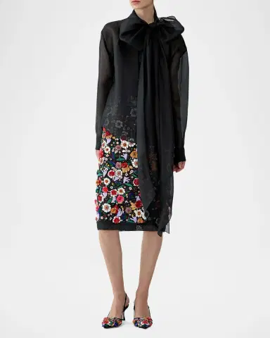 Carolina Herrera Bow Button-Front Silk Shirt | Thumbnail 2 Carolina Herrera Bow Button-Front Silk Shirt | Thumbnail 2