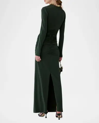 Carolina Herrera Ruched Long-Sleeve Maxi Dress | Thumbnail 3 Carolina Herrera Ruched Long-Sleeve Maxi Dress | Thumbnail 3