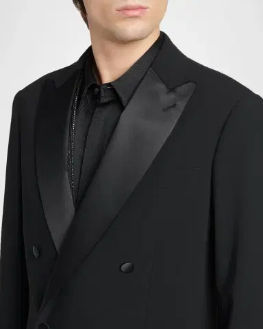 Giorgio Armani Men's Double Breasted Virgin Wool-blend Blazer | Thumbnail 4 Giorgio Armani Men's Double Breasted Virgin Wool-blend Blazer | Thumbnail 4