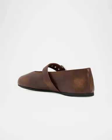 Miu Miu Nappa Leather Mary Jane Buckle Ballerina Flats | Thumbnail 4 Miu Miu Nappa Leather Mary Jane Buckle Ballerina Flats | Thumbnail 4
